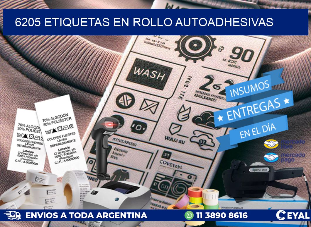 6205 ETIQUETAS EN ROLLO AUTOADHESIVAS