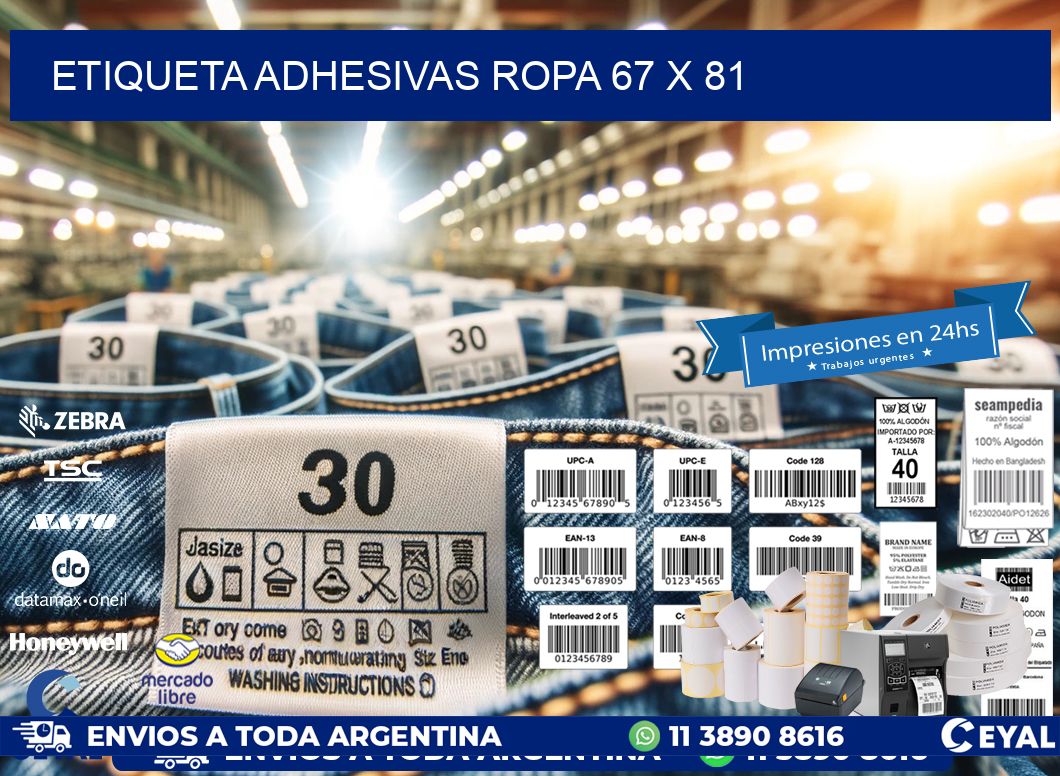 ETIQUETA ADHESIVAS ROPA 67 x 81