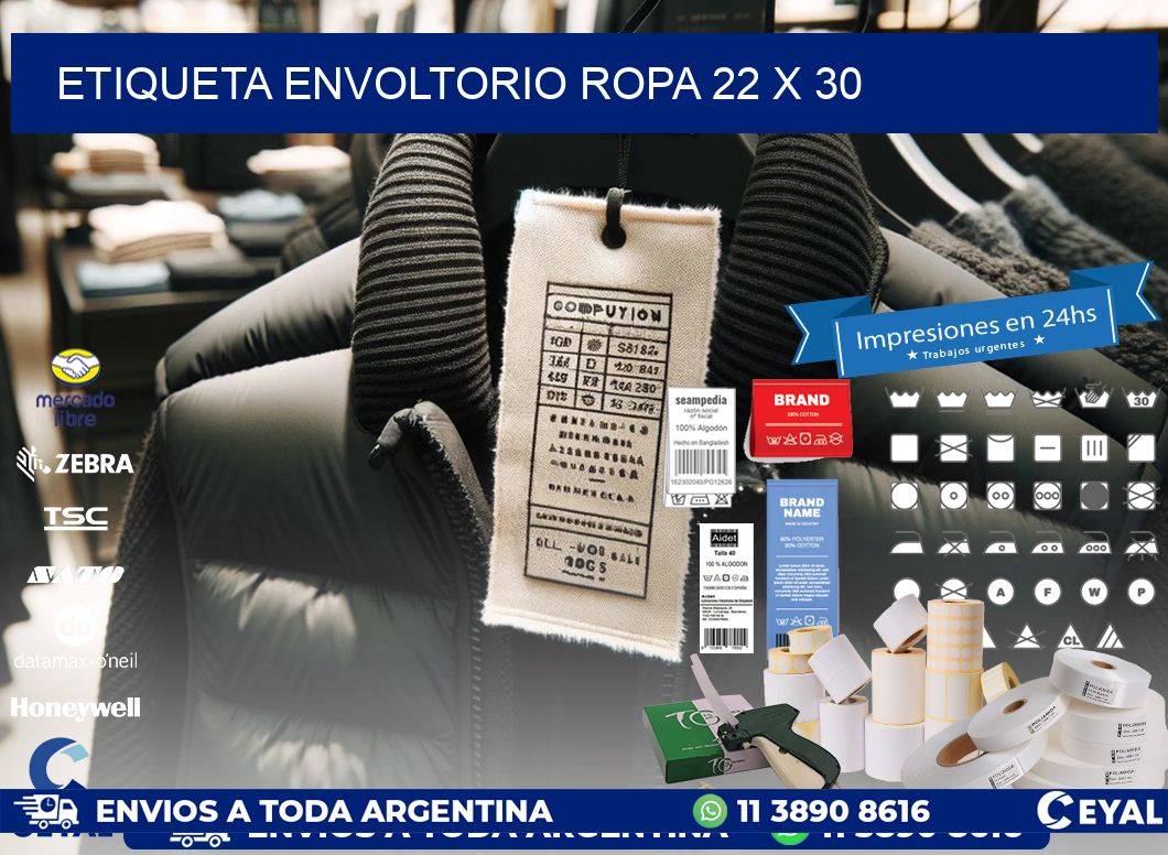 ETIQUETA ENVOLTORIO ROPA 22 x 30