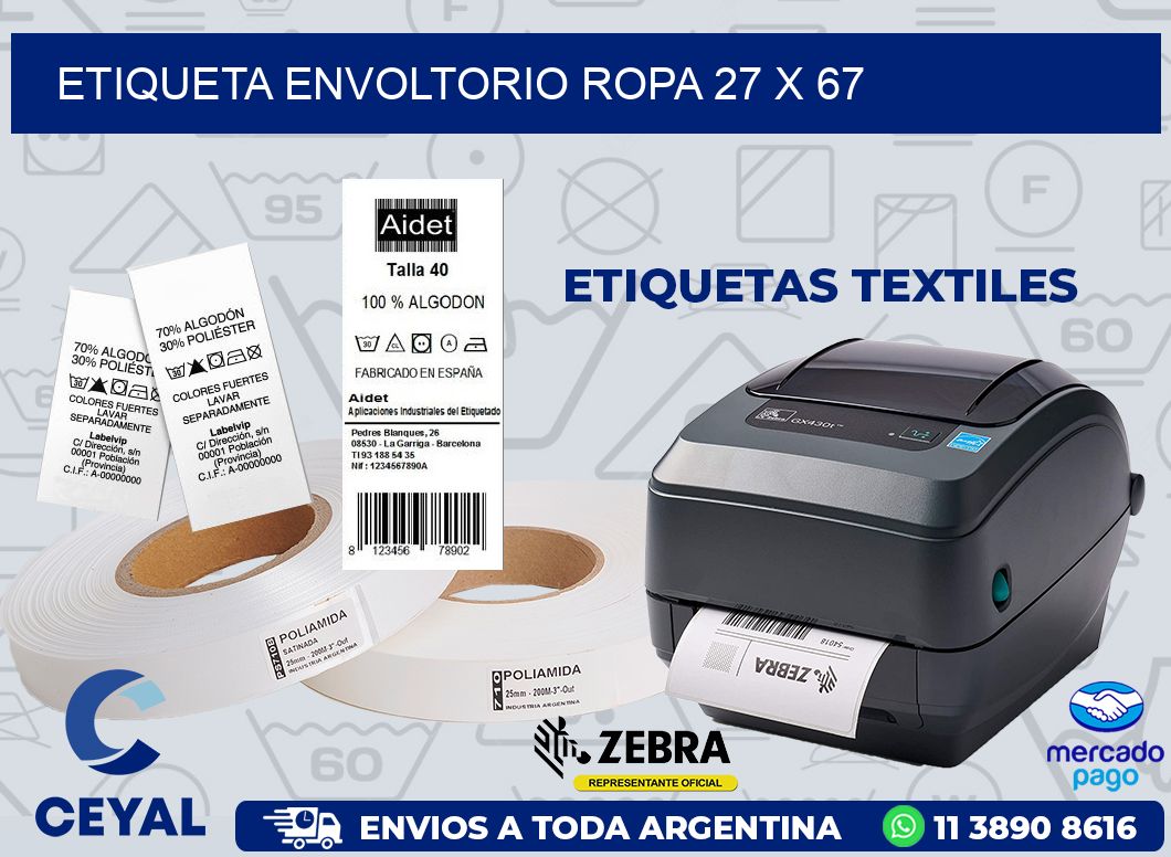 ETIQUETA ENVOLTORIO ROPA 27 x 67