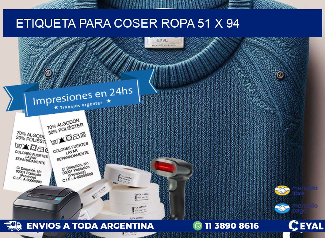 ETIQUETA PARA COSER ROPA 51 x 94