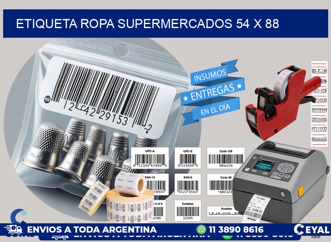 ETIQUETA ROPA SUPERMERCADOS 54 x 88