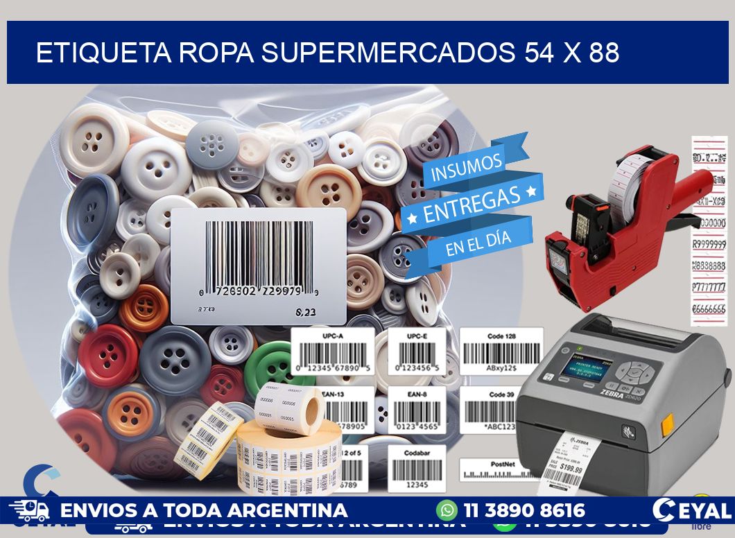 ETIQUETA ROPA SUPERMERCADOS 54 x 88