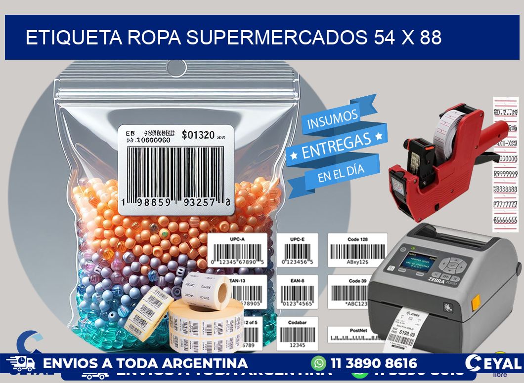 ETIQUETA ROPA SUPERMERCADOS 54 x 88