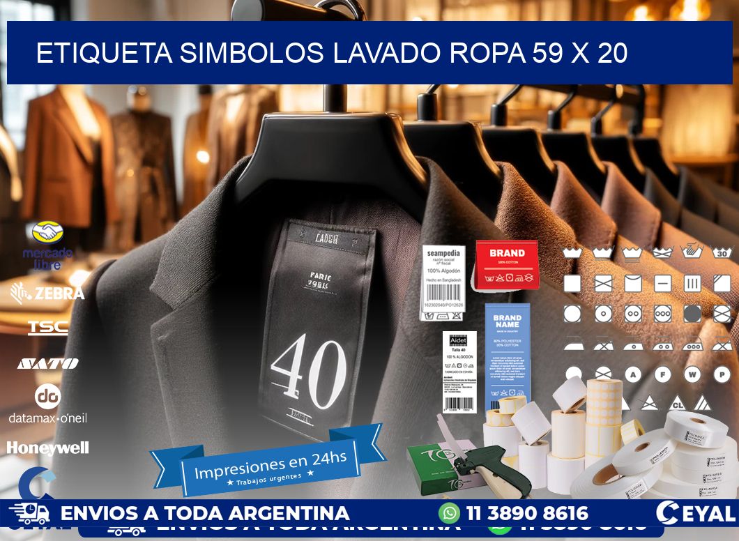 ETIQUETA SIMBOLOS LAVADO ROPA 59 x 20