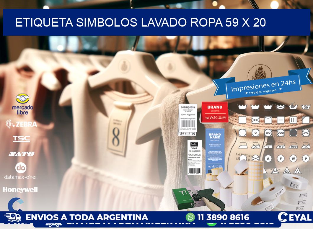 ETIQUETA SIMBOLOS LAVADO ROPA 59 x 20