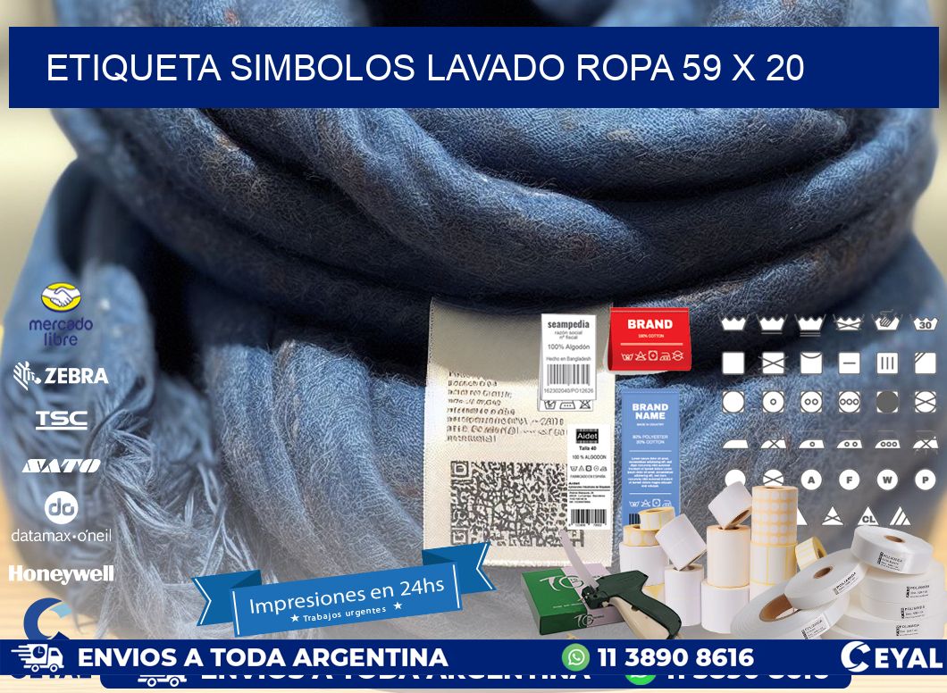 ETIQUETA SIMBOLOS LAVADO ROPA 59 x 20