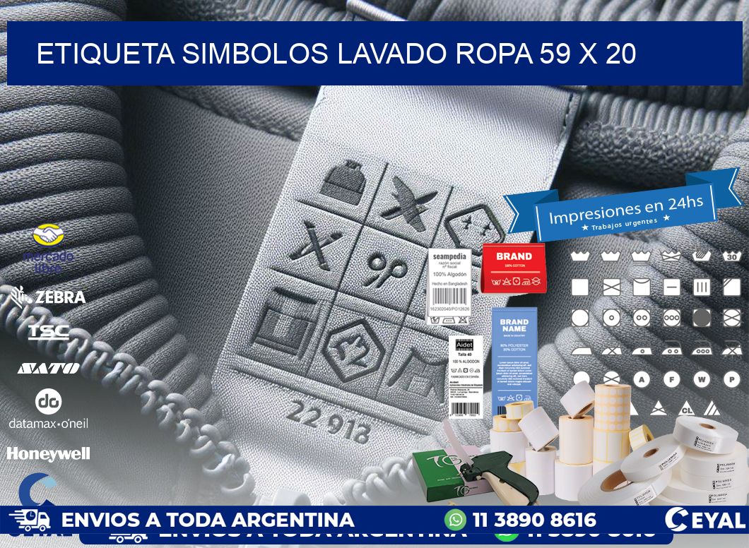 ETIQUETA SIMBOLOS LAVADO ROPA 59 x 20