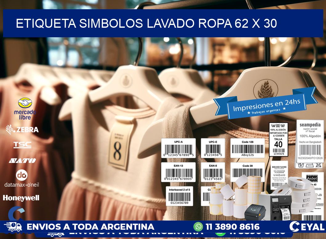 ETIQUETA SIMBOLOS LAVADO ROPA 62 x 30