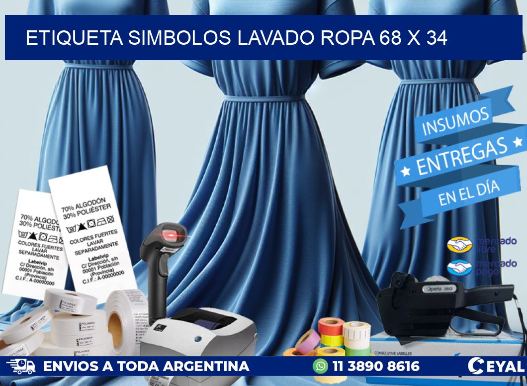 ETIQUETA SIMBOLOS LAVADO ROPA 68 x 34