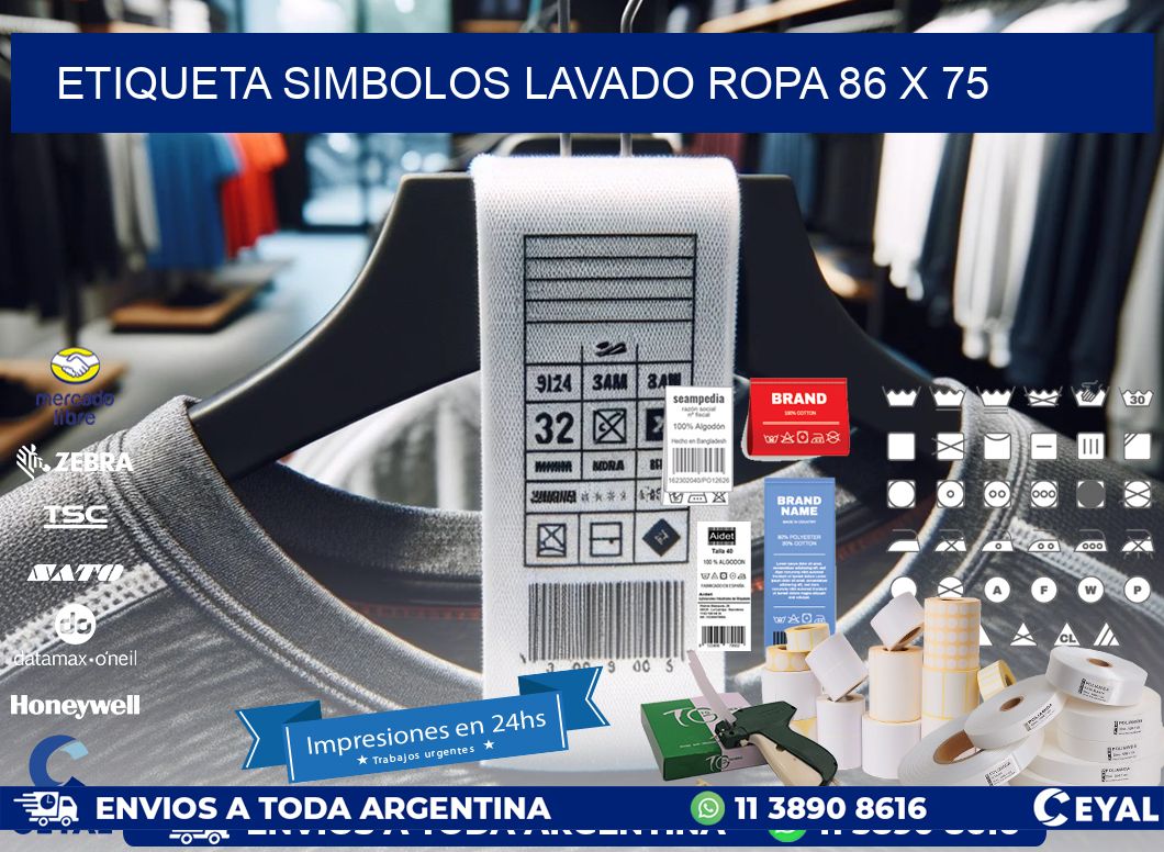 ETIQUETA SIMBOLOS LAVADO ROPA 86 x 75