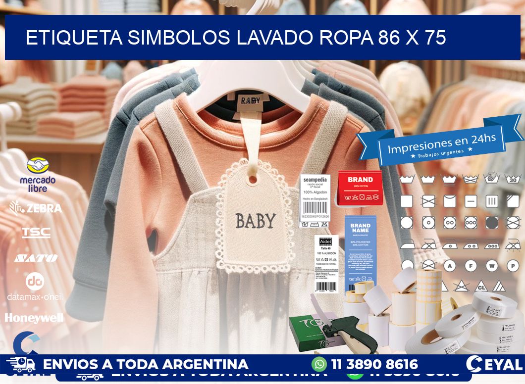 ETIQUETA SIMBOLOS LAVADO ROPA 86 x 75