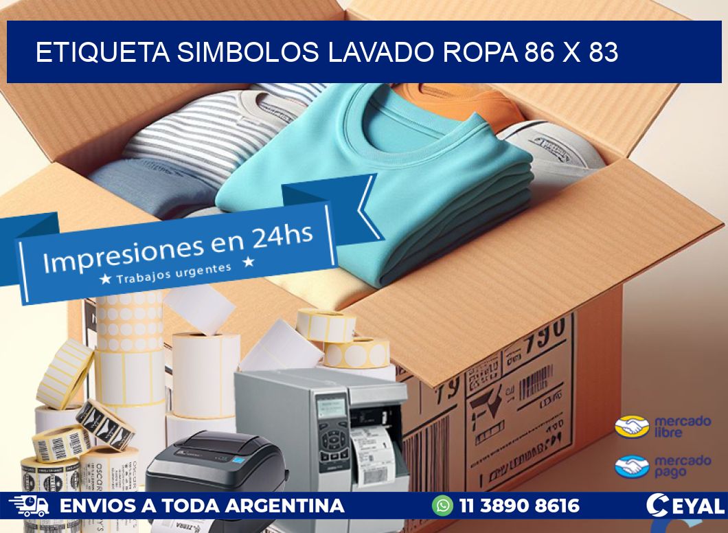 ETIQUETA SIMBOLOS LAVADO ROPA 86 x 83