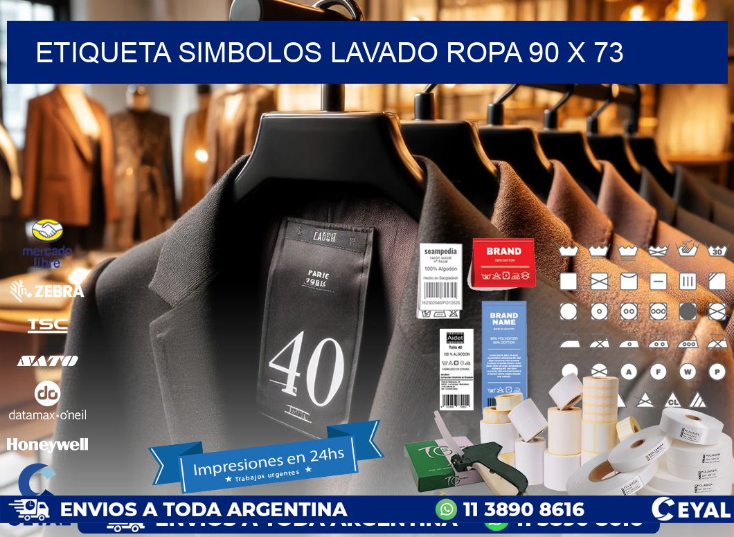 ETIQUETA SIMBOLOS LAVADO ROPA 90 x 73