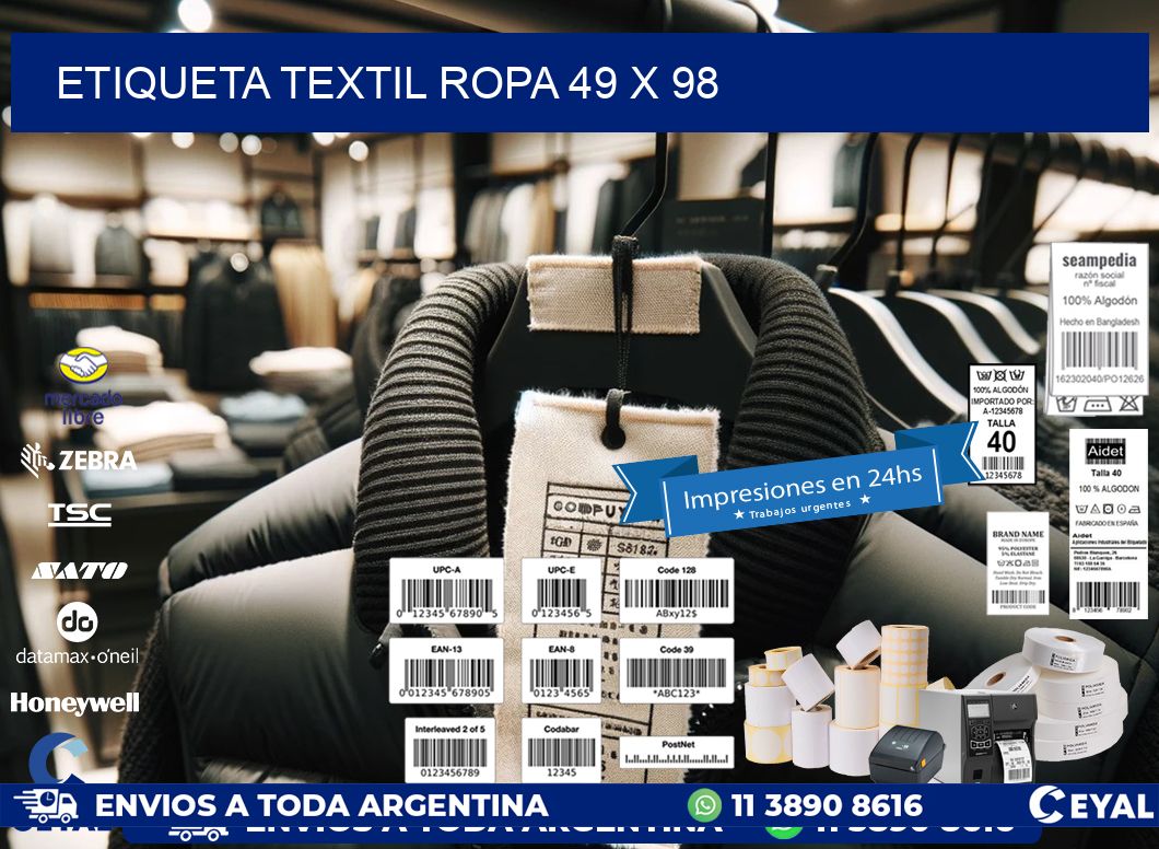 ETIQUETA TEXTIL ROPA 49 x 98