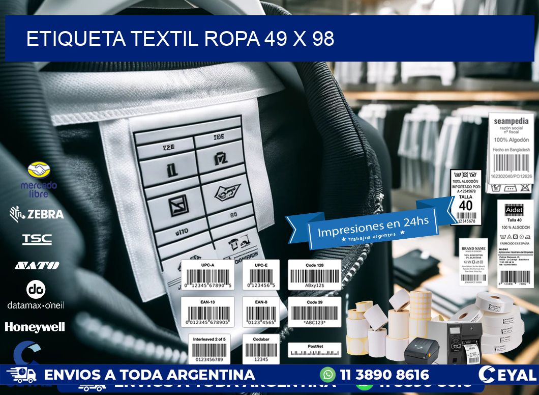 ETIQUETA TEXTIL ROPA 49 x 98