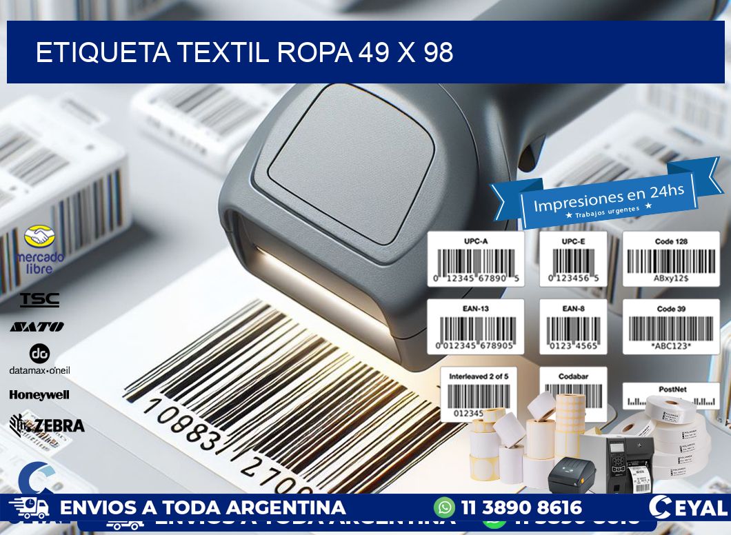 ETIQUETA TEXTIL ROPA 49 x 98