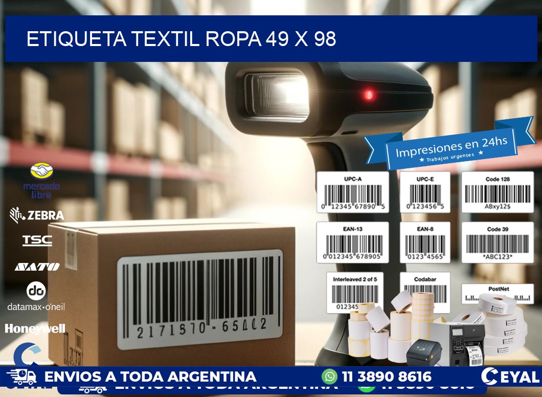 ETIQUETA TEXTIL ROPA 49 x 98