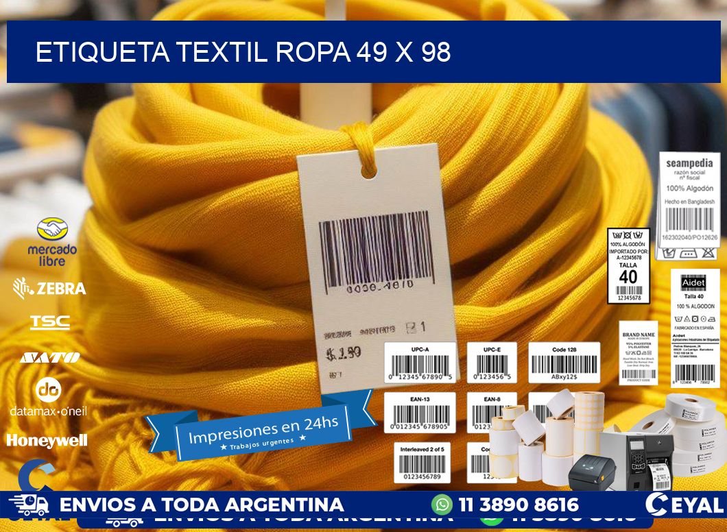 ETIQUETA TEXTIL ROPA 49 x 98