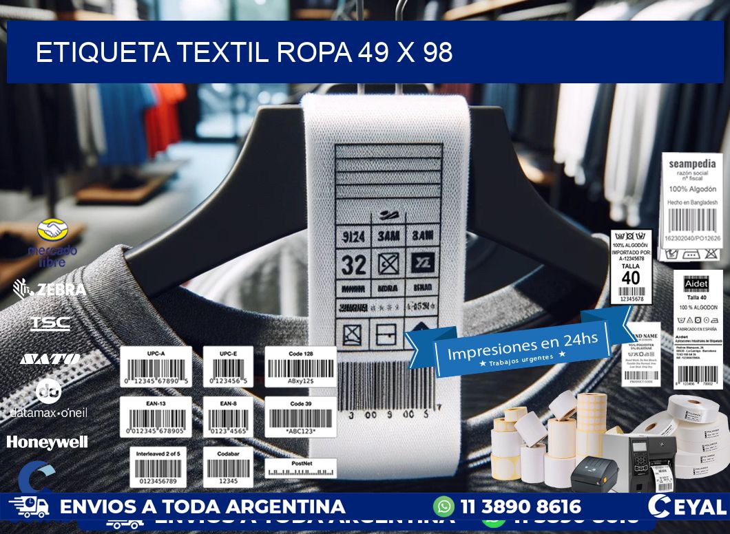 ETIQUETA TEXTIL ROPA 49 x 98