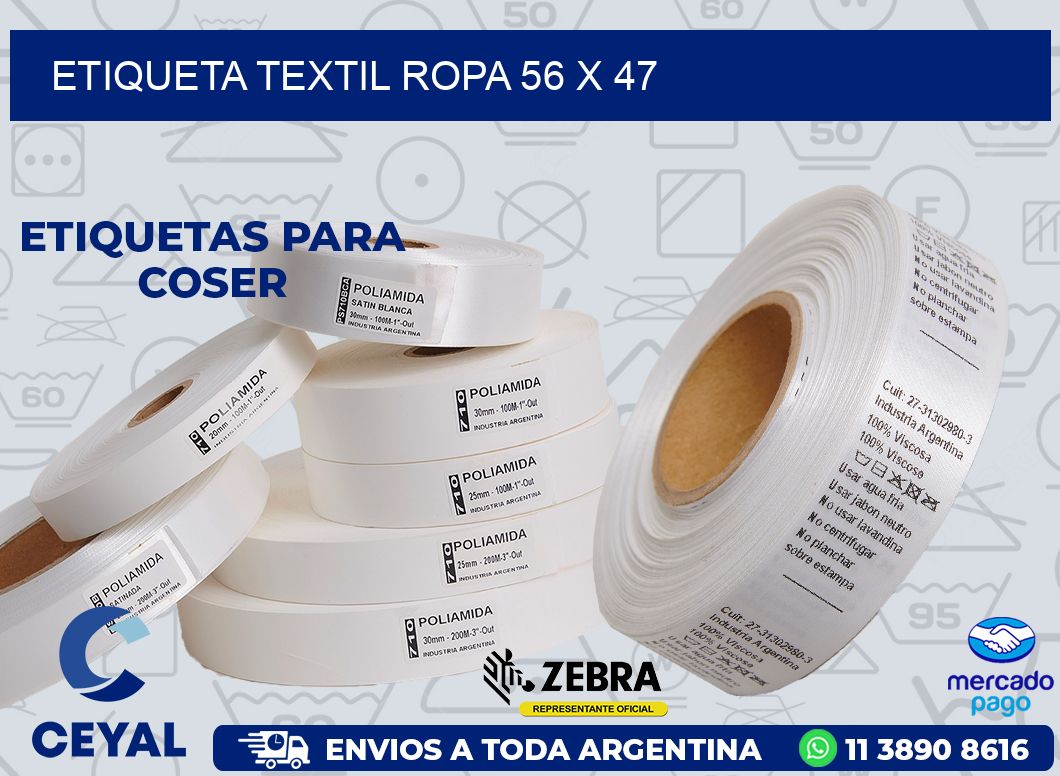 ETIQUETA TEXTIL ROPA 56 x 47