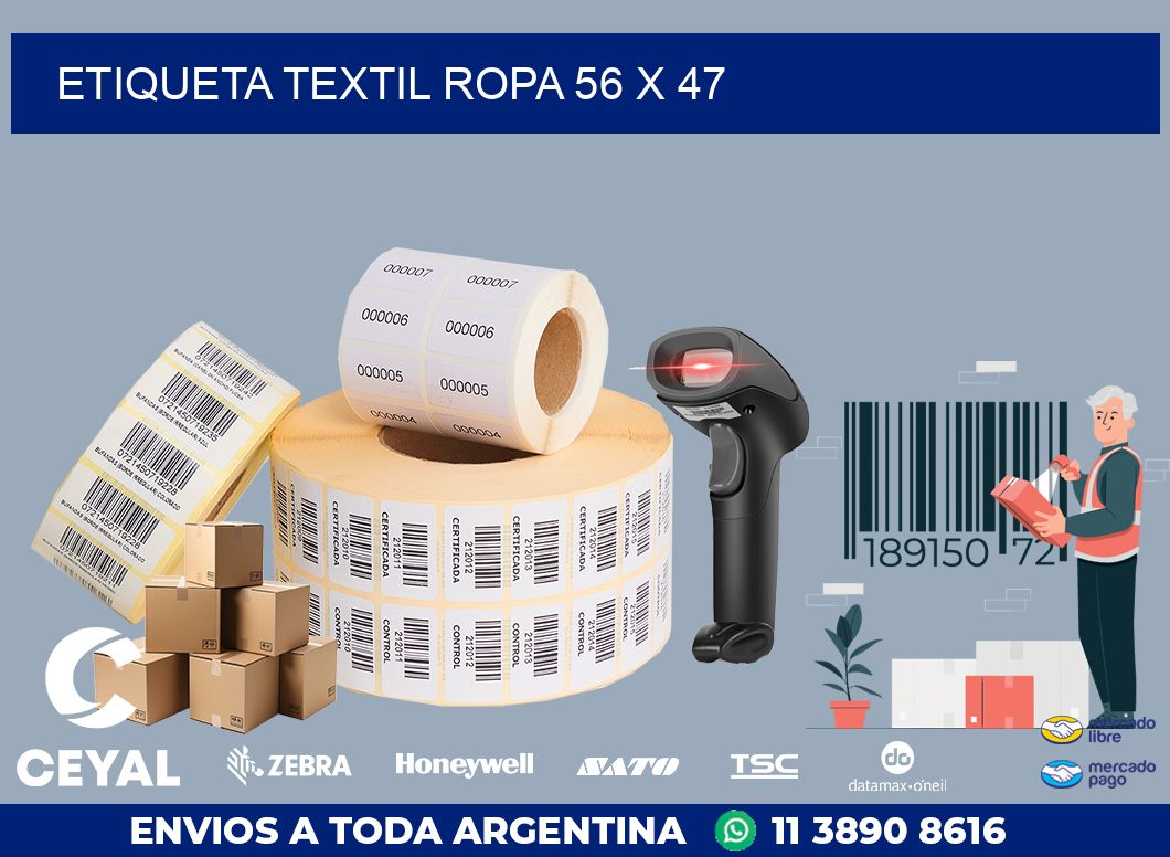 ETIQUETA TEXTIL ROPA 56 x 47