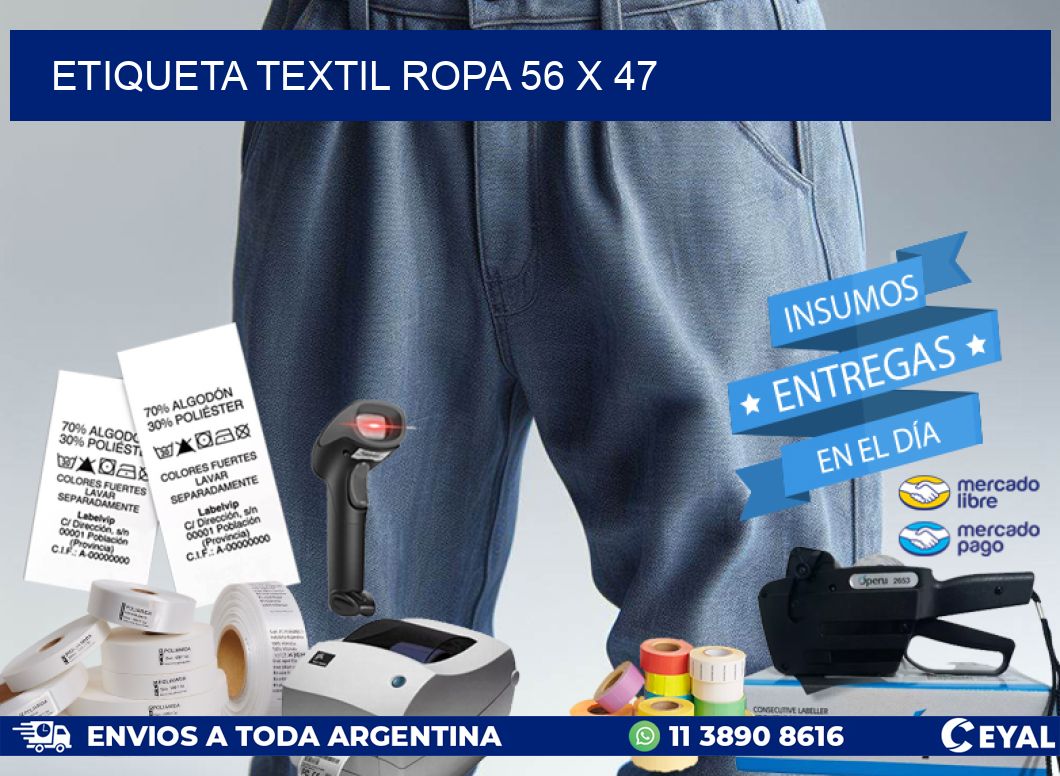 ETIQUETA TEXTIL ROPA 56 x 47