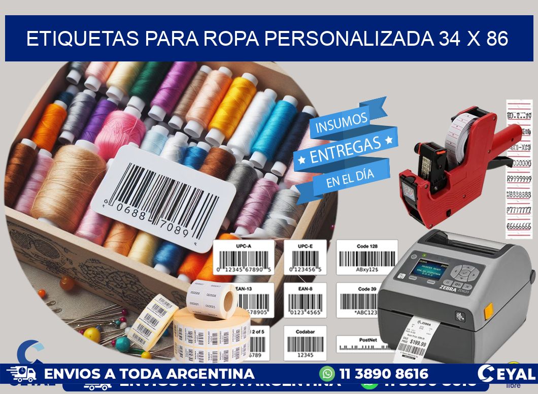 ETIQUETAS PARA ROPA PERSONALIZADA 34 x 86