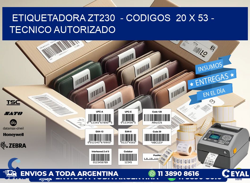 ETIQUETADORA ZT230  - CODIGOS  20 x 53 - TECNICO AUTORIZADO