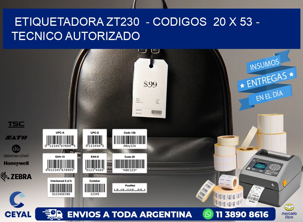 ETIQUETADORA ZT230  - CODIGOS  20 x 53 - TECNICO AUTORIZADO