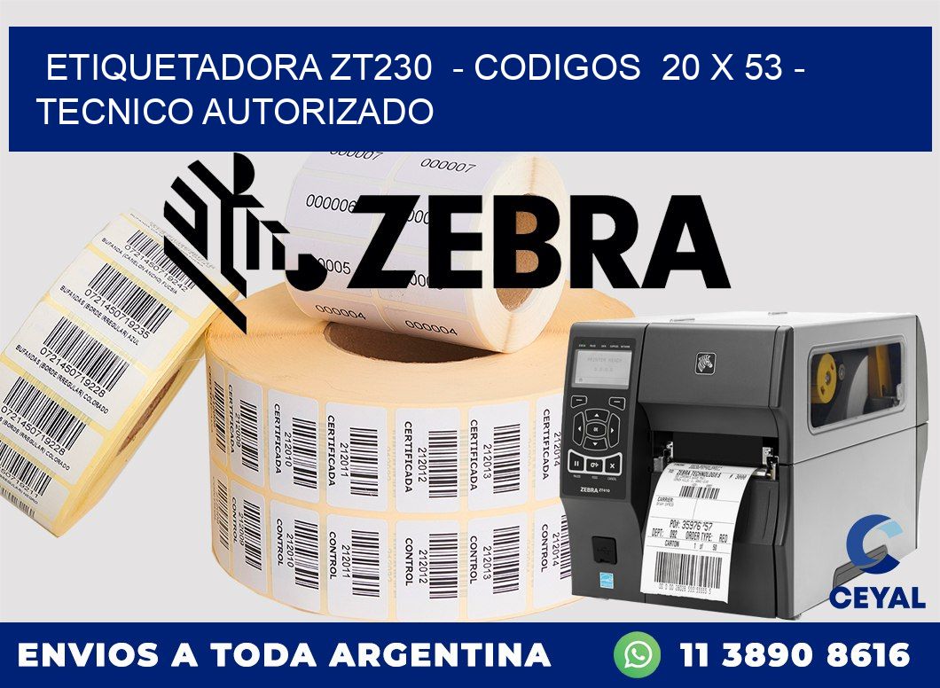 ETIQUETADORA ZT230  - CODIGOS  20 x 53 - TECNICO AUTORIZADO