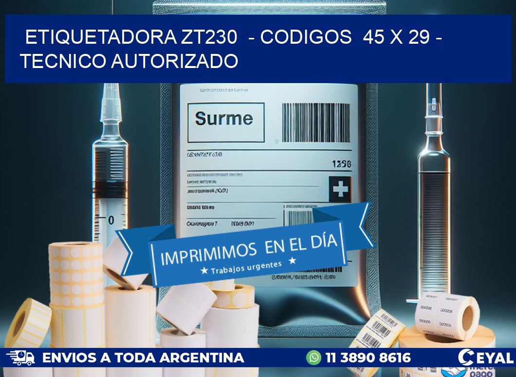 ETIQUETADORA ZT230  - CODIGOS  45 x 29 - TECNICO AUTORIZADO