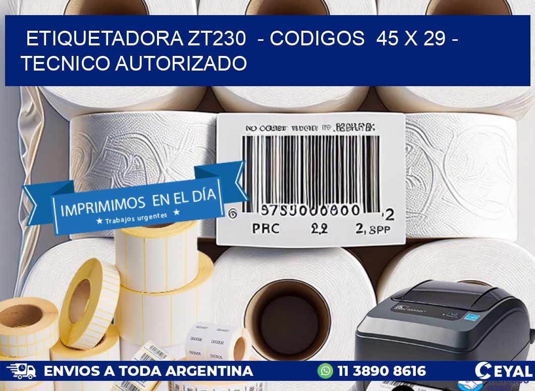 ETIQUETADORA ZT230  - CODIGOS  45 x 29 - TECNICO AUTORIZADO