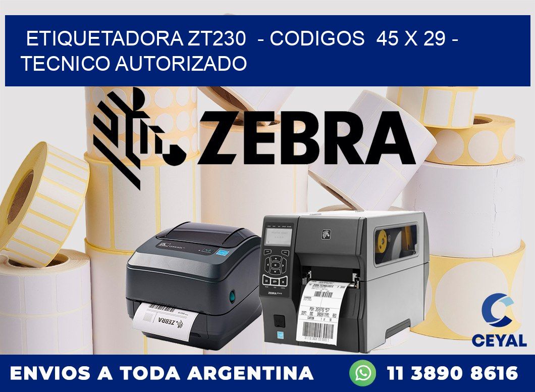 ETIQUETADORA ZT230  - CODIGOS  45 x 29 - TECNICO AUTORIZADO