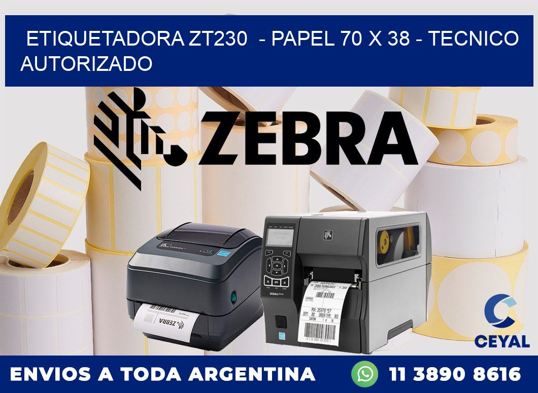 ETIQUETADORA ZT230  - PAPEL 70 x 38 - TECNICO AUTORIZADO