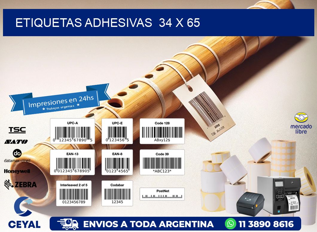 ETIQUETAS ADHESIVAS  34 x 65