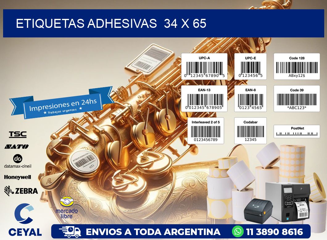 ETIQUETAS ADHESIVAS  34 x 65