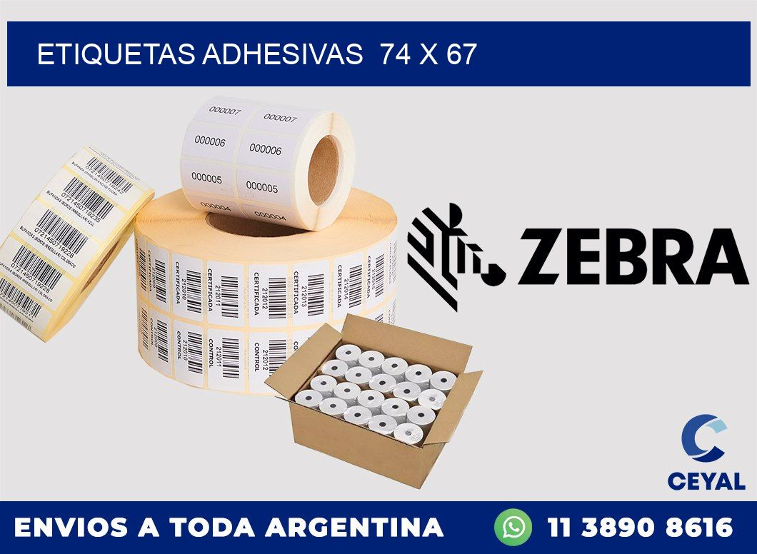 ETIQUETAS ADHESIVAS  74 x 67