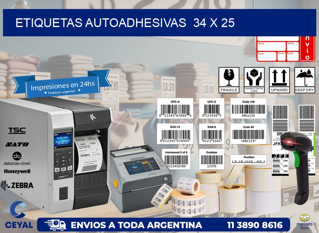 ETIQUETAS AUTOADHESIVAS  34 x 25