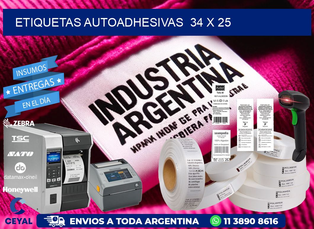 ETIQUETAS AUTOADHESIVAS  34 x 25