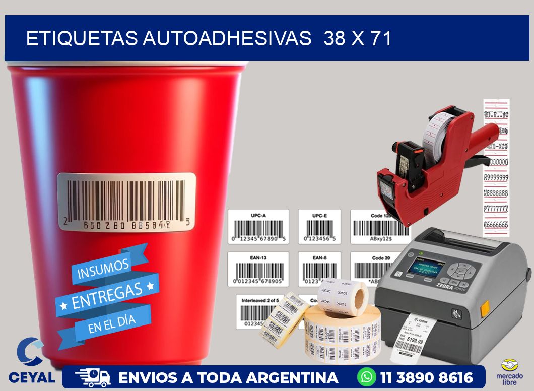 ETIQUETAS AUTOADHESIVAS  38 x 71