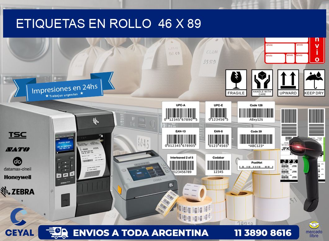 ETIQUETAS EN ROLLO  46 x 89