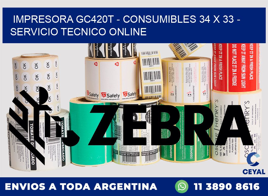 IMPRESORA GC420T - CONSUMIBLES 34 x 33 - SERVICIO TECNICO ONLINE