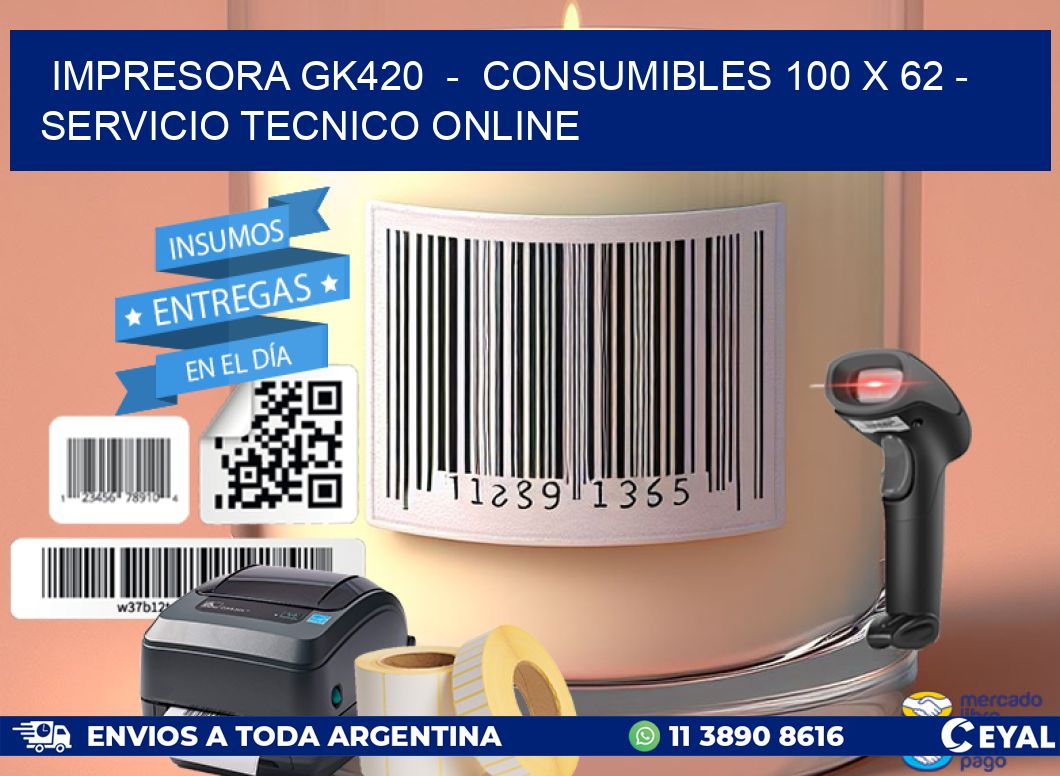 IMPRESORA GK420  -  CONSUMIBLES 100 x 62 - SERVICIO TECNICO ONLINE