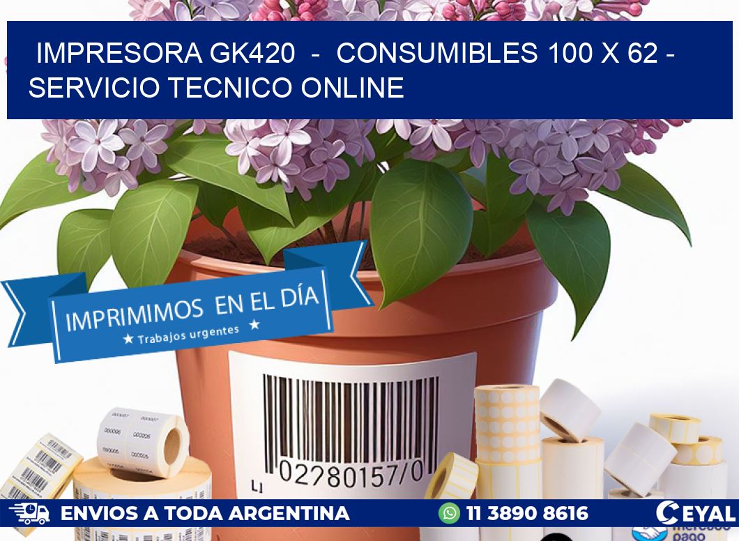 IMPRESORA GK420  -  CONSUMIBLES 100 x 62 - SERVICIO TECNICO ONLINE