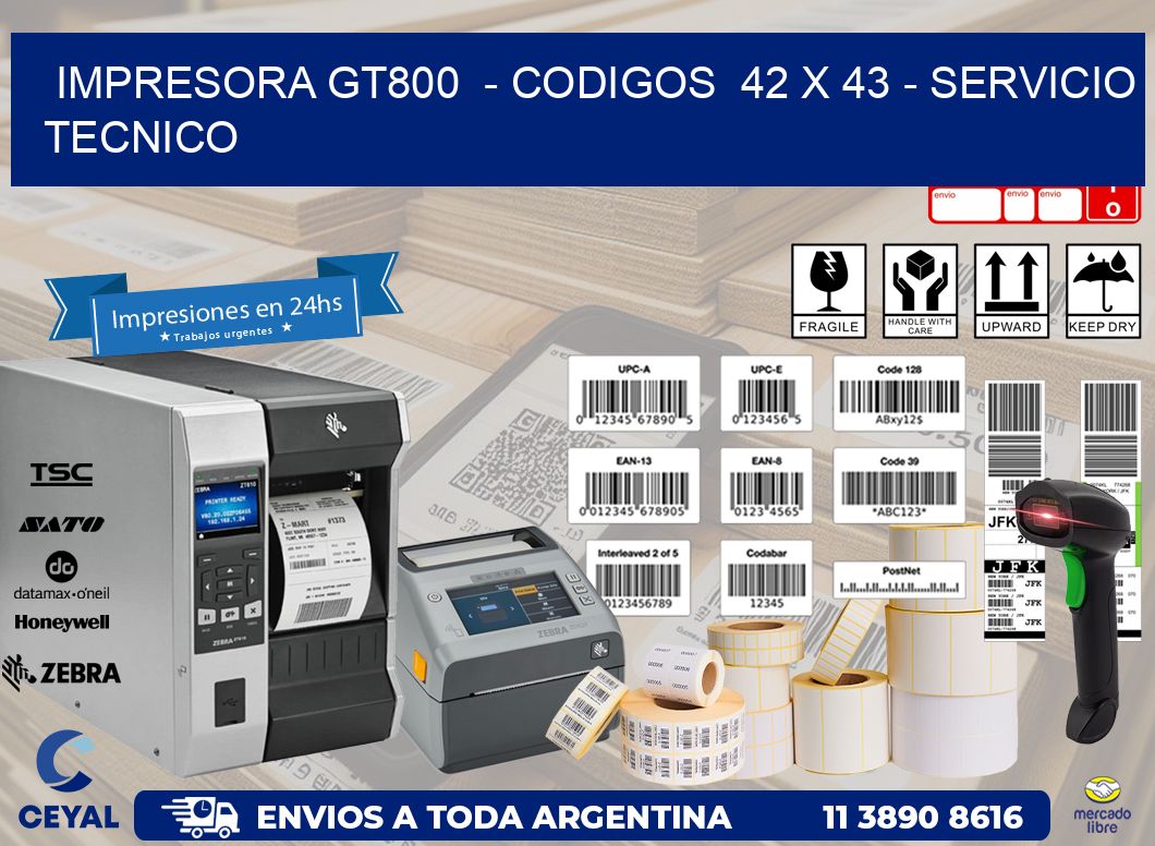 IMPRESORA GT800  - CODIGOS  42 x 43 - SERVICIO TECNICO