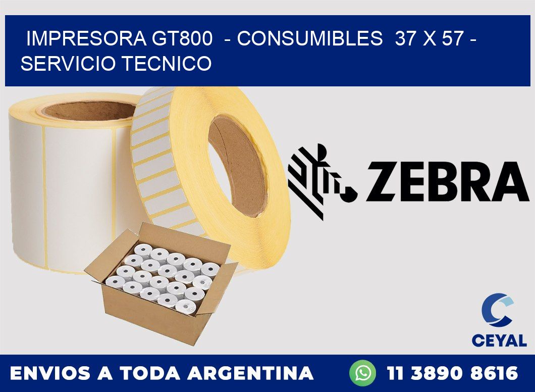 IMPRESORA GT800  - CONSUMIBLES  37 x 57 - SERVICIO TECNICO