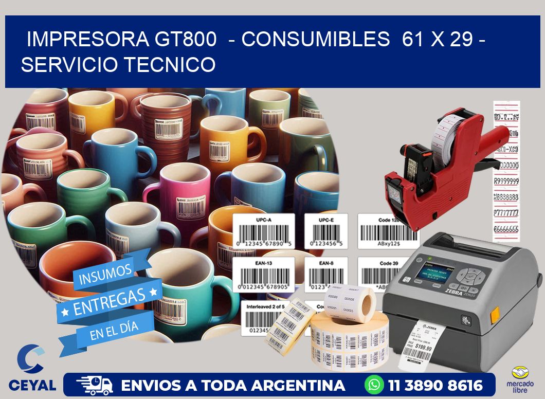 IMPRESORA GT800  - CONSUMIBLES  61 x 29 - SERVICIO TECNICO