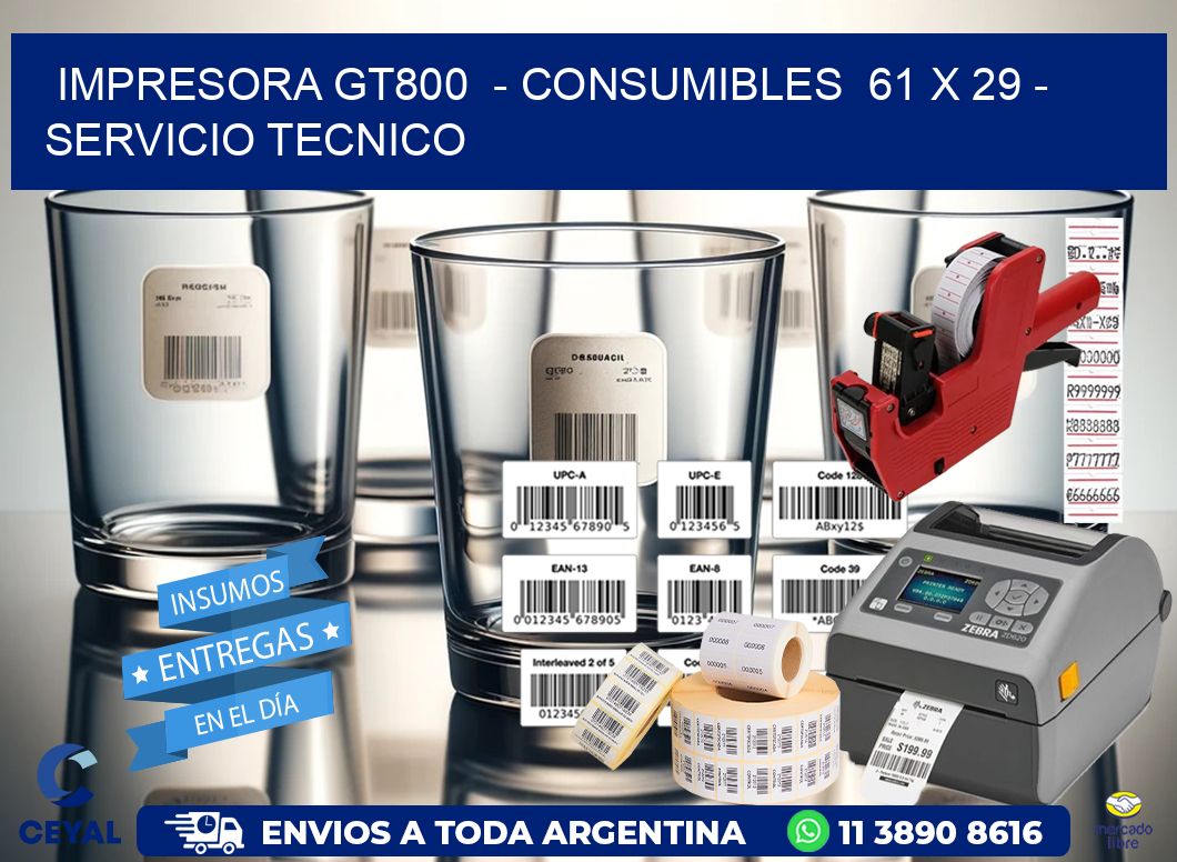 IMPRESORA GT800  - CONSUMIBLES  61 x 29 - SERVICIO TECNICO