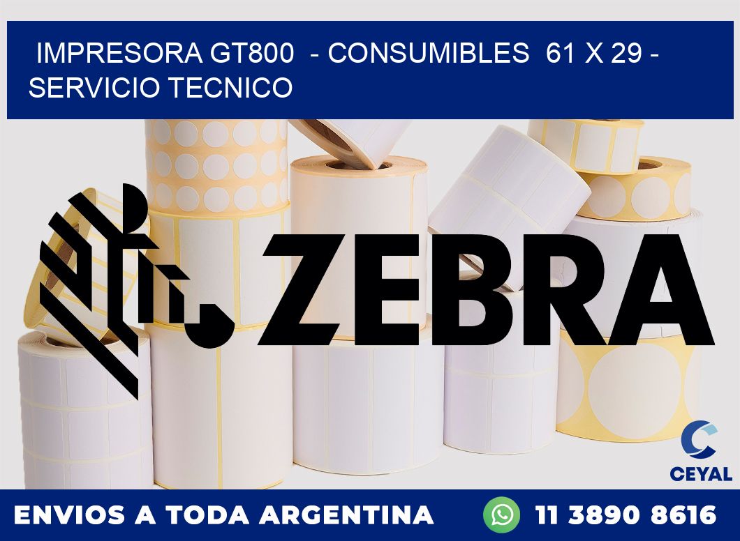 IMPRESORA GT800  - CONSUMIBLES  61 x 29 - SERVICIO TECNICO